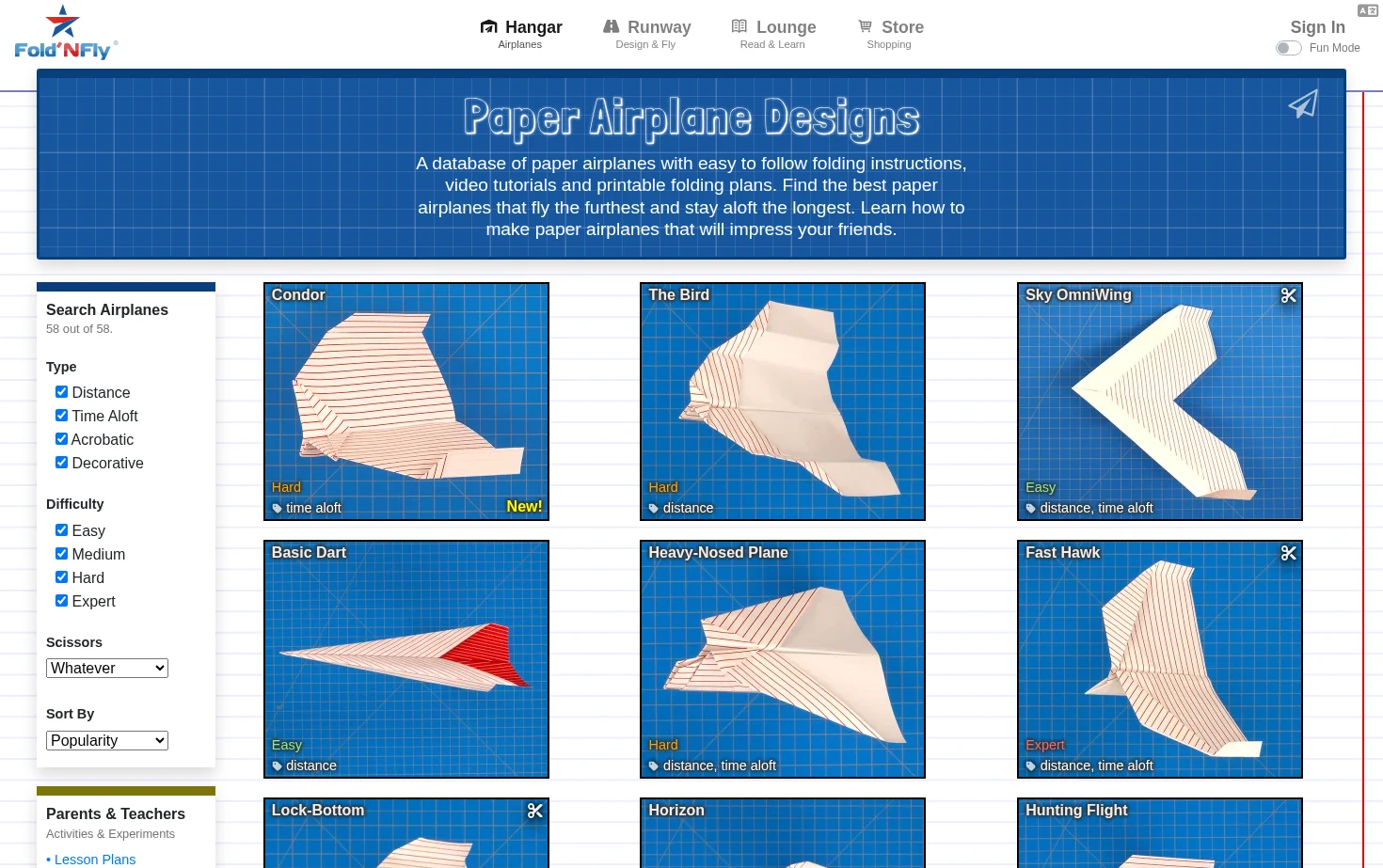 Fold 'N Fly 页面快照